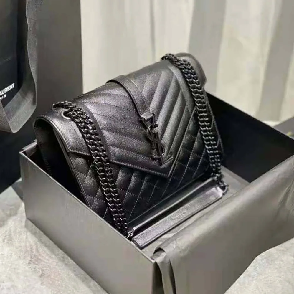 Saint Laurent YSL Envelope Medium Bag in Mix Matelasse Grain DE Poudre Embossed Leather for Women Saint Laurent YSL Envelope Medium Bag in Mix Matelasse Grain DE Poudre Embossed Leather for Women
