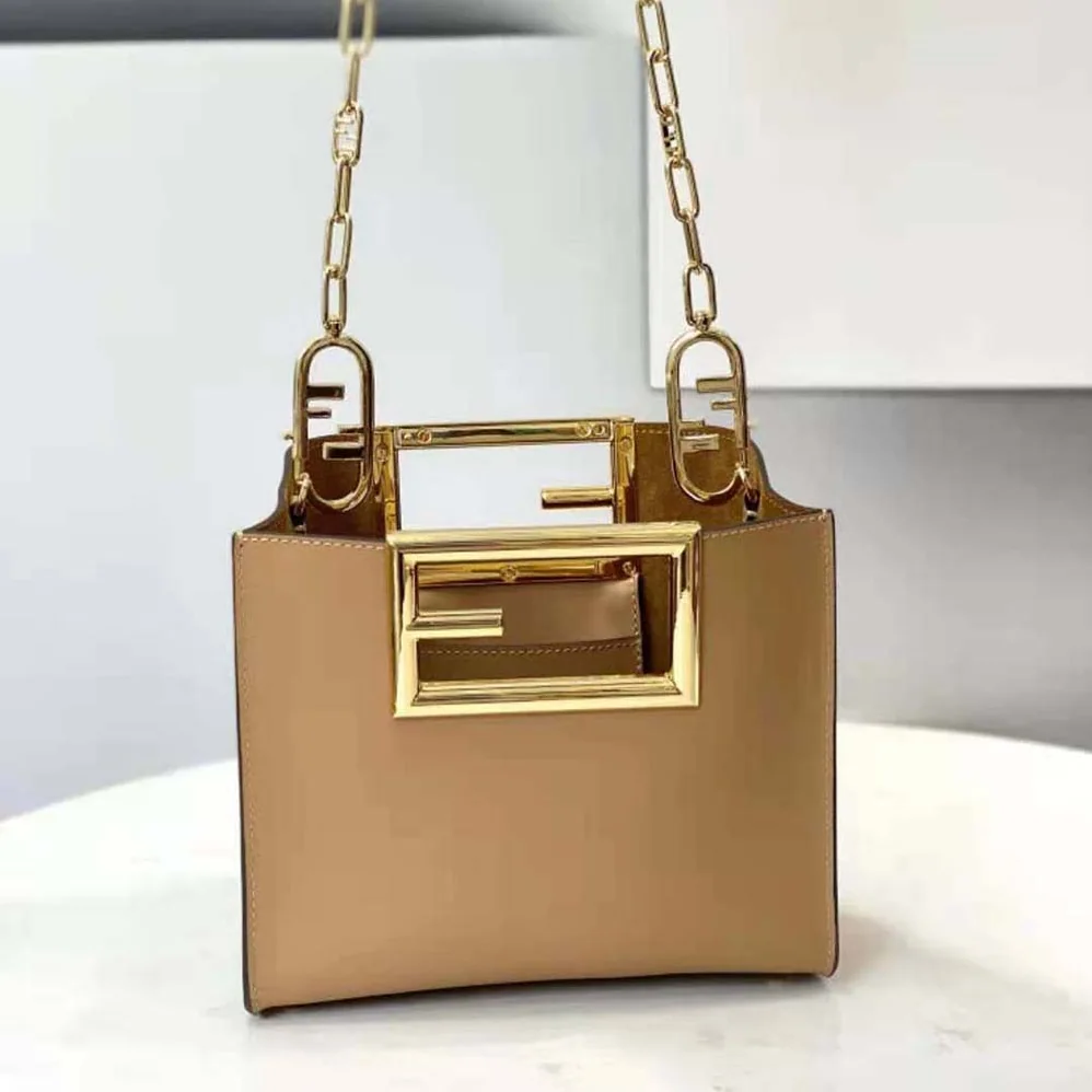 Fendi Way Small Made of Camellia-Colored Leather Bag for Women in Brown Fendi Way Small Made of Camellia-Colored Leather Bag for Women in Brown
