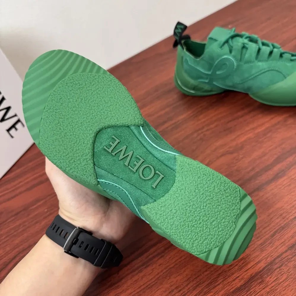 Loewe Grip Sneaker in Calfskin Suede for Unisex in Jungle Green