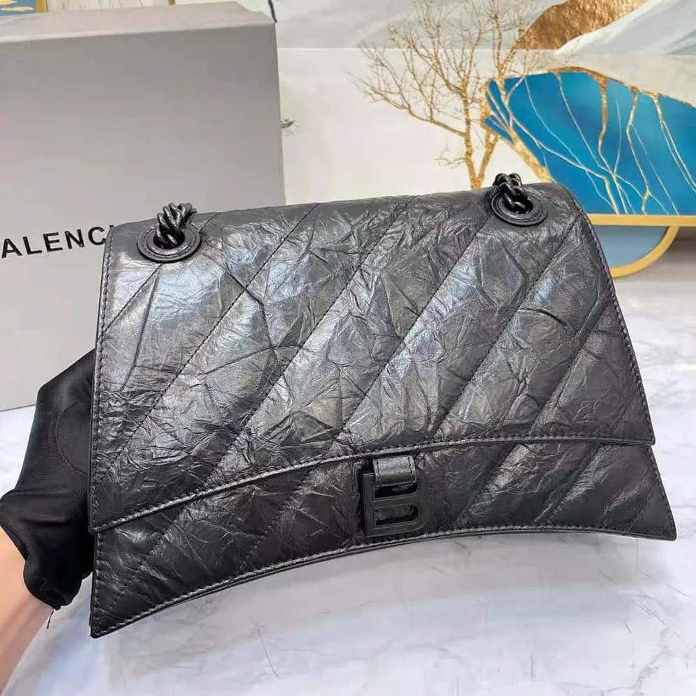 Balenciaga Crush Medium Chain Bag Quilted in Black for Women Balenciaga Crush Medium Chain Bag Quilted in Black for Women