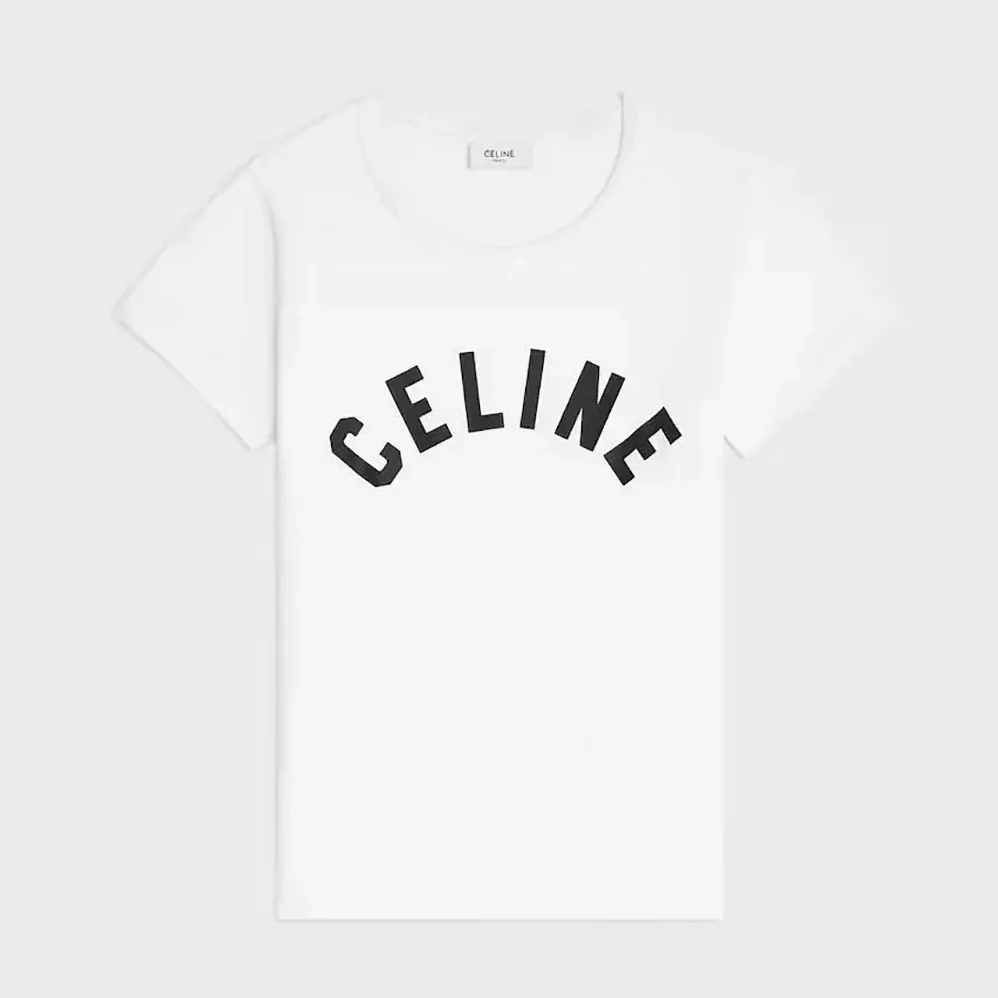 Celine T-Shirt in Ribbed Cotton Jersey for Women