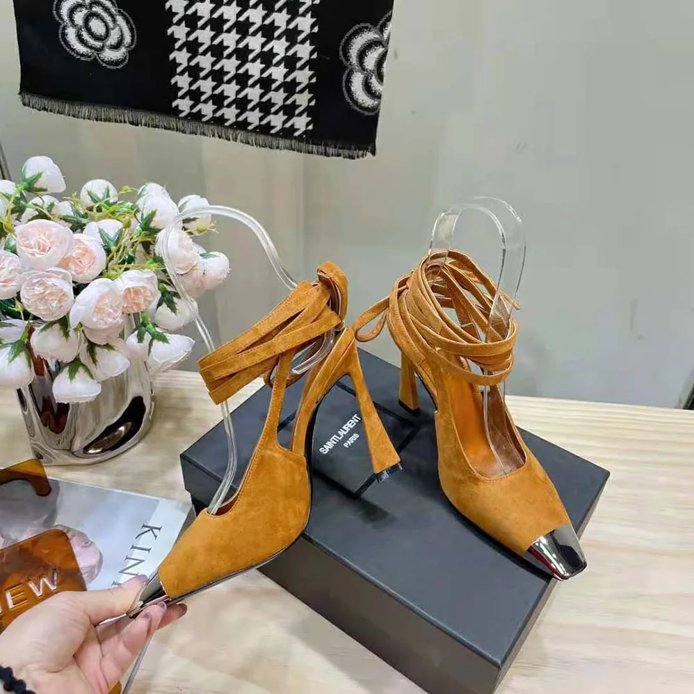 Saint Laurent YSL Blade Slingback Pumps in Suede for Women in Brown Saint Laurent YSL Blade Slingback Pumps in Suede for Women in Brown