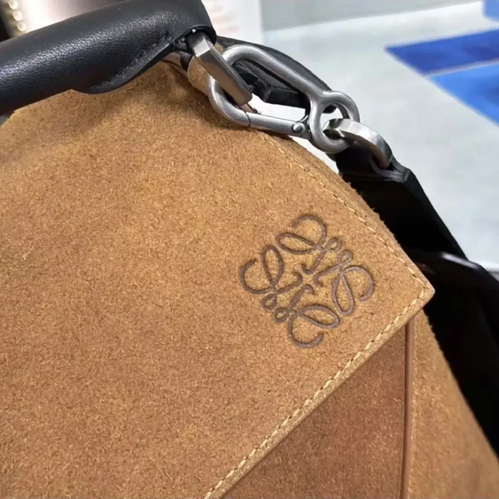Loewe Puzzle Bag in Suede Calfskin for Unisex in Brown
