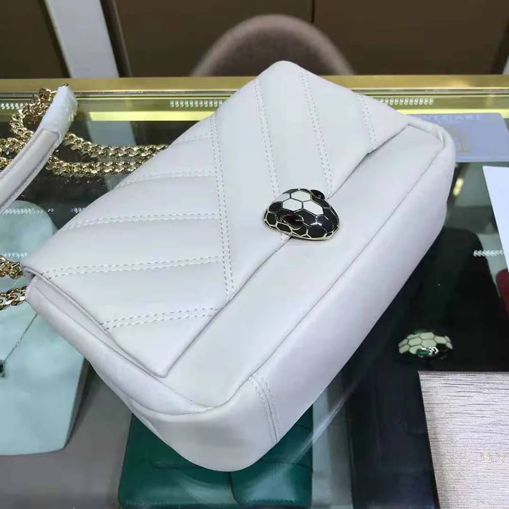 Bvlgari Serpenti Cabochon Shoulder Bag for Women in White