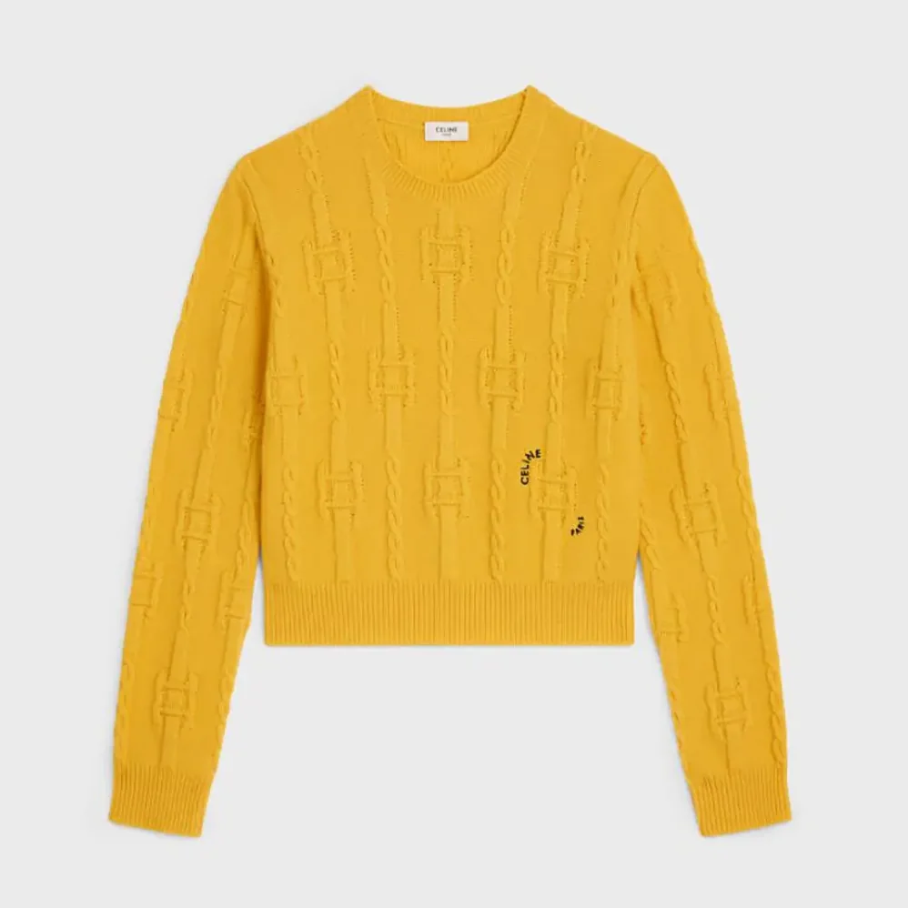 Celine Crewneck Sweater in Chains Cashmere for Women in Yellow