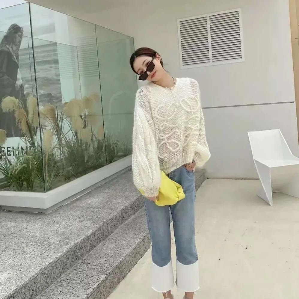 Loewe Anagram Sweater in Mohair for Women in White