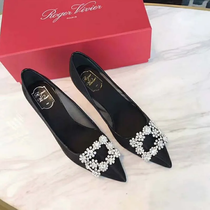 Roger Vivier Flower Strass Buckle Net Pumps 60mm Heel for Women
