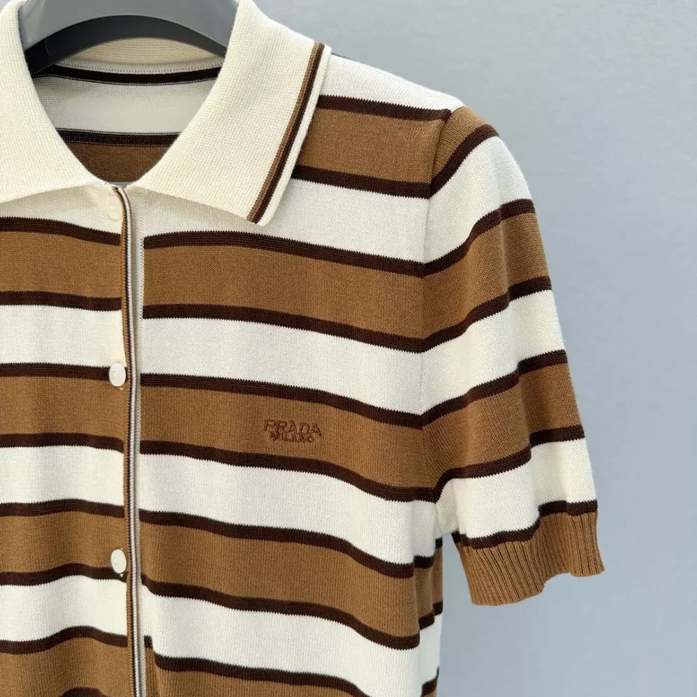 Prada Short for Women in sleeved Striped Cotton Cardigan