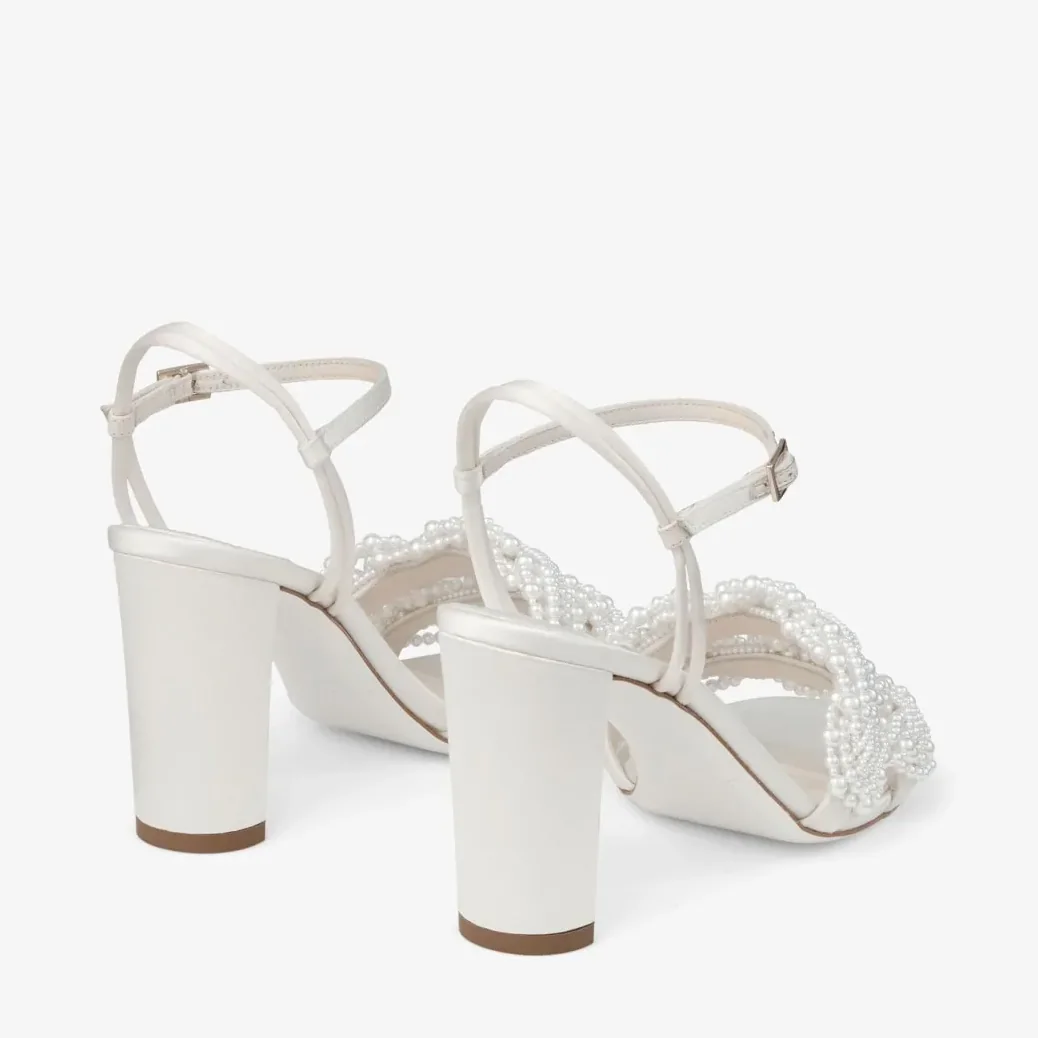 Jimmy Choo Cary 85 Block Heel Sandal Ivory/White CARY85OBD Jimmy Choo Cary 85 Block Heel Sandal Ivory/White CARY85OBD