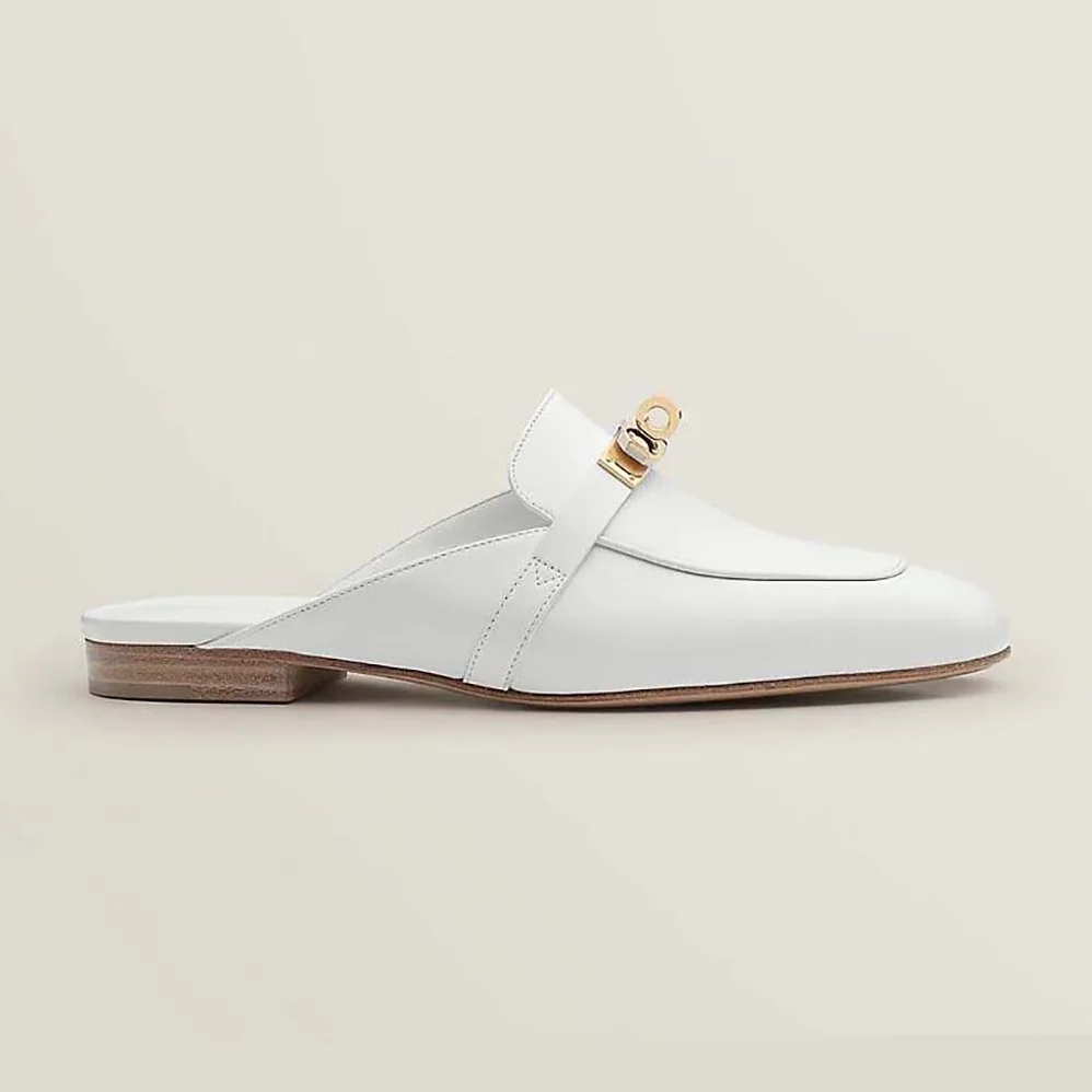 Hermes OZ Mule in Calfskin Leather for Women in White Hermes OZ Mule in Calfskin Leather for Women in White