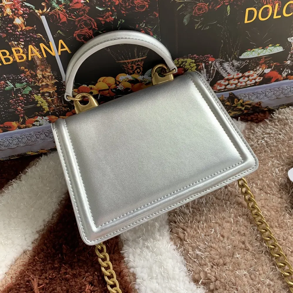 Dolce Gabbana D&G Medium Devotion Bag in Mordore Nappa Leather for Women in Silver