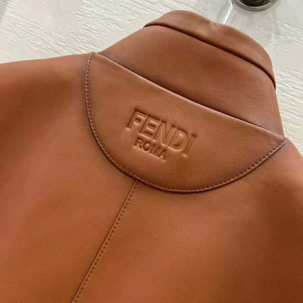 Fendi Shaded for Women in Effect Tan Leather Jacket Fendi Shaded for Women in Effect Tan Leather Jacket
