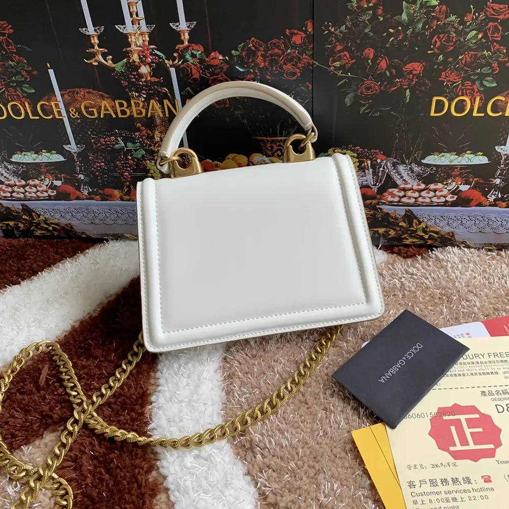 Dolce Gabbana D&G Medium Smooth Calfskin Devotion Bag for Women in White