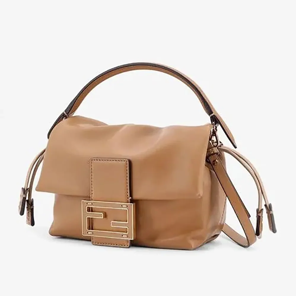 Fendi Mamma Baguette Medium Pale Brown Nappa Leather Bag for Women Fendi Mamma Baguette Medium Pale Brown Nappa Leather Bag for Women