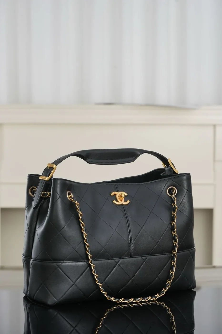 Chanel Shopping Small Tote Bag in Pink Gold Hardware