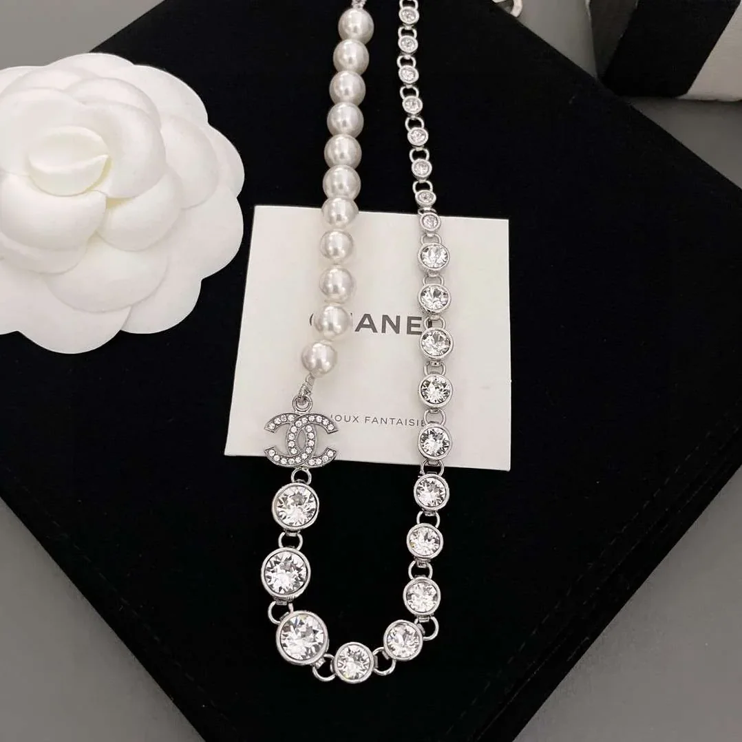 Chanel Half Bead Choker Necklace Silver Chanel Half Bead Choker Necklace Silver