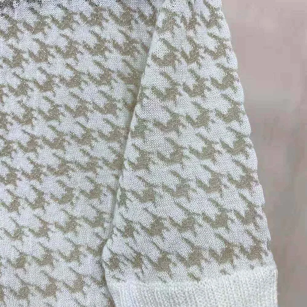 Dior Short-Sleeved Sweater Gold for Women in Tone Technical Cashmere Jacquard Dior Short-Sleeved Sweater Gold for Women in Tone Technical Cashmere Jacquard