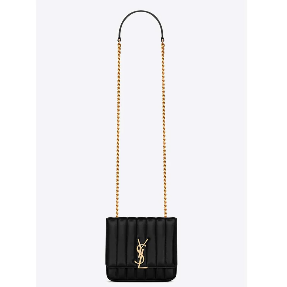 Saint Laurent YSL Shoulder Vicky Small Matelasse Lambskin for Women in Black Saint Laurent YSL Shoulder Vicky Small Matelasse Lambskin for Women in Black