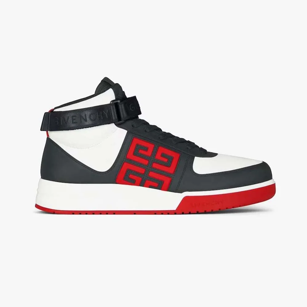Givenchy G4 High Top Sneakers in Leather for Men in Black/White/Red