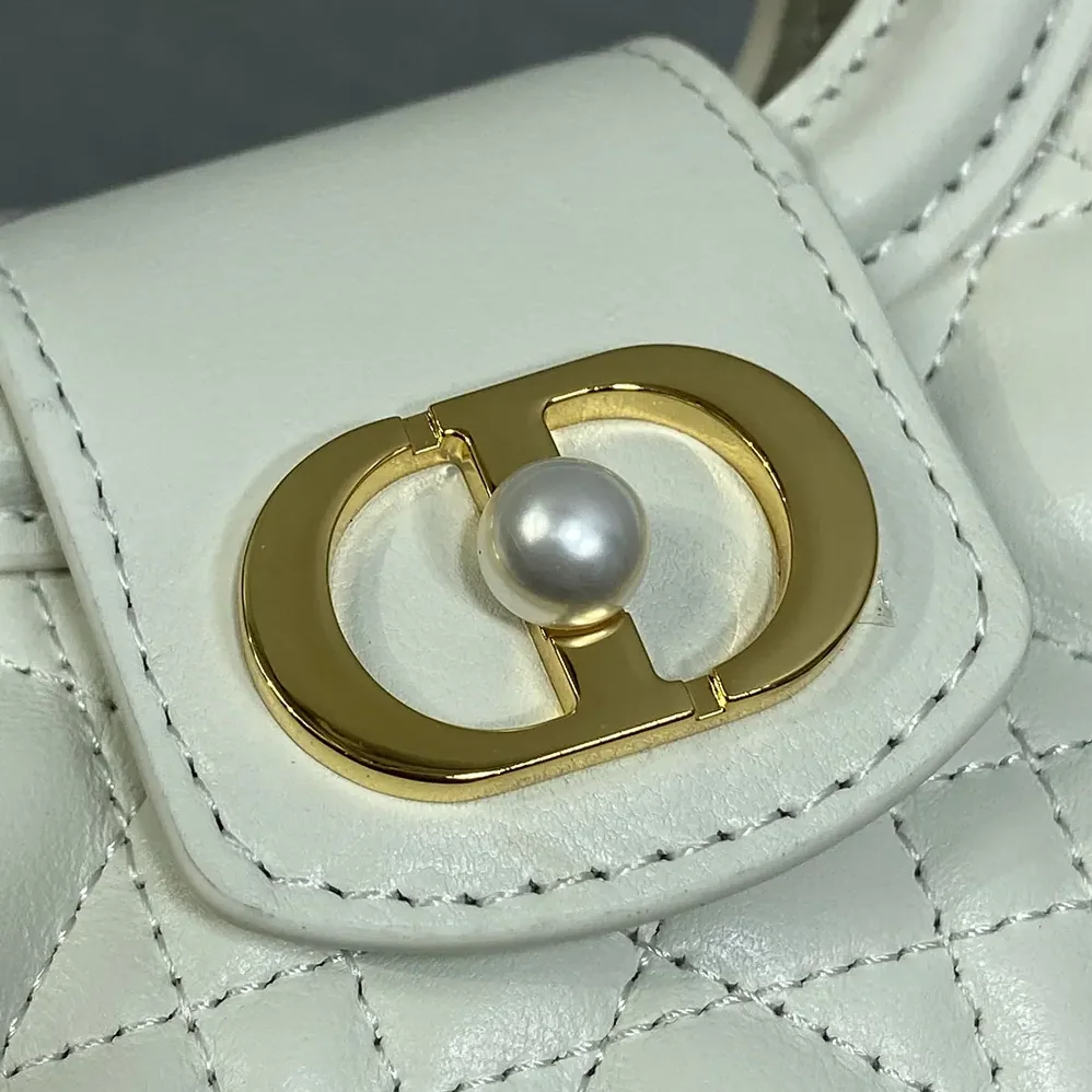 Dior Dior Jolie Top Handle Mini Bag Latte Cannage Lambskin for Women
