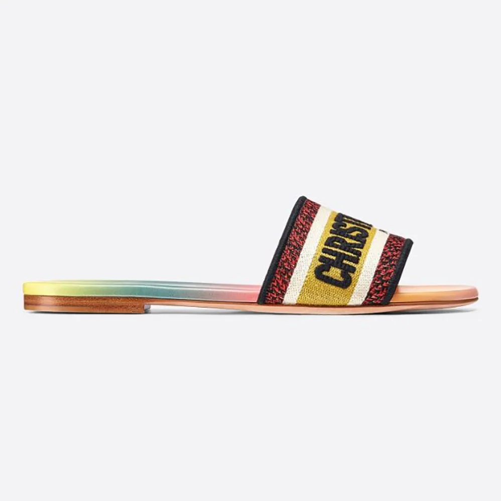 Dior Dway Slide Multicolor Embroidered Cotton for Women