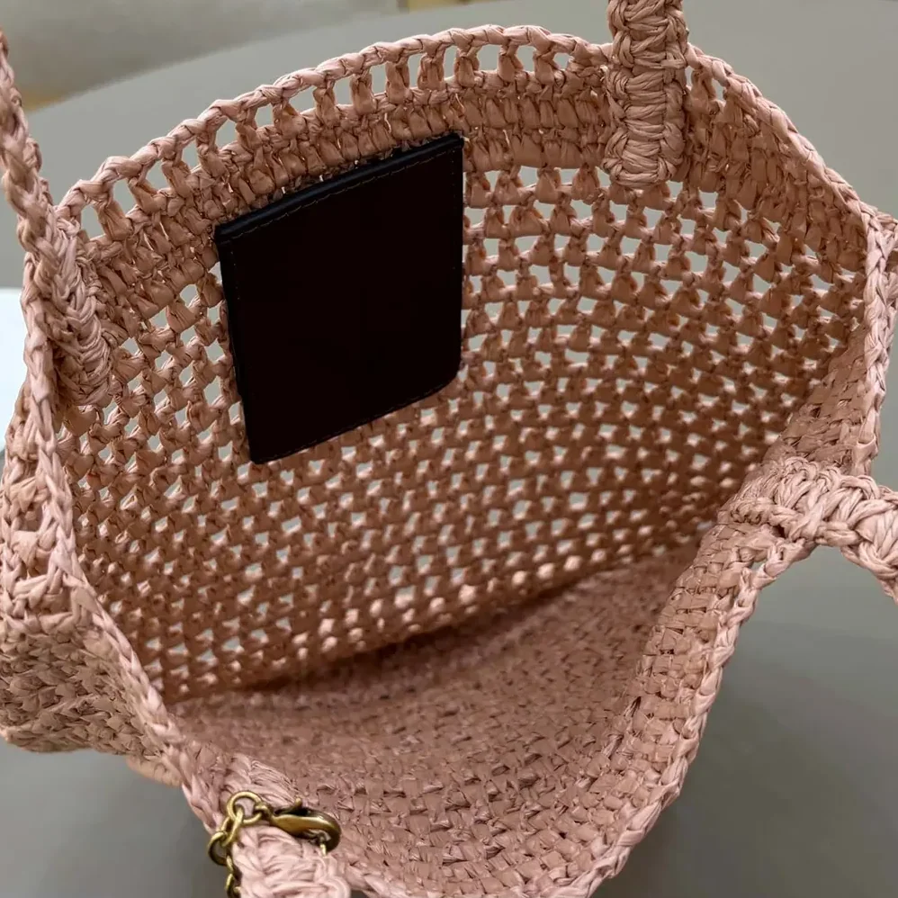 Chloe Small Summer Banana Tote Bag in Raffia for Women in Pink Chloe Small Summer Banana Tote Bag in Raffia for Women in Pink
