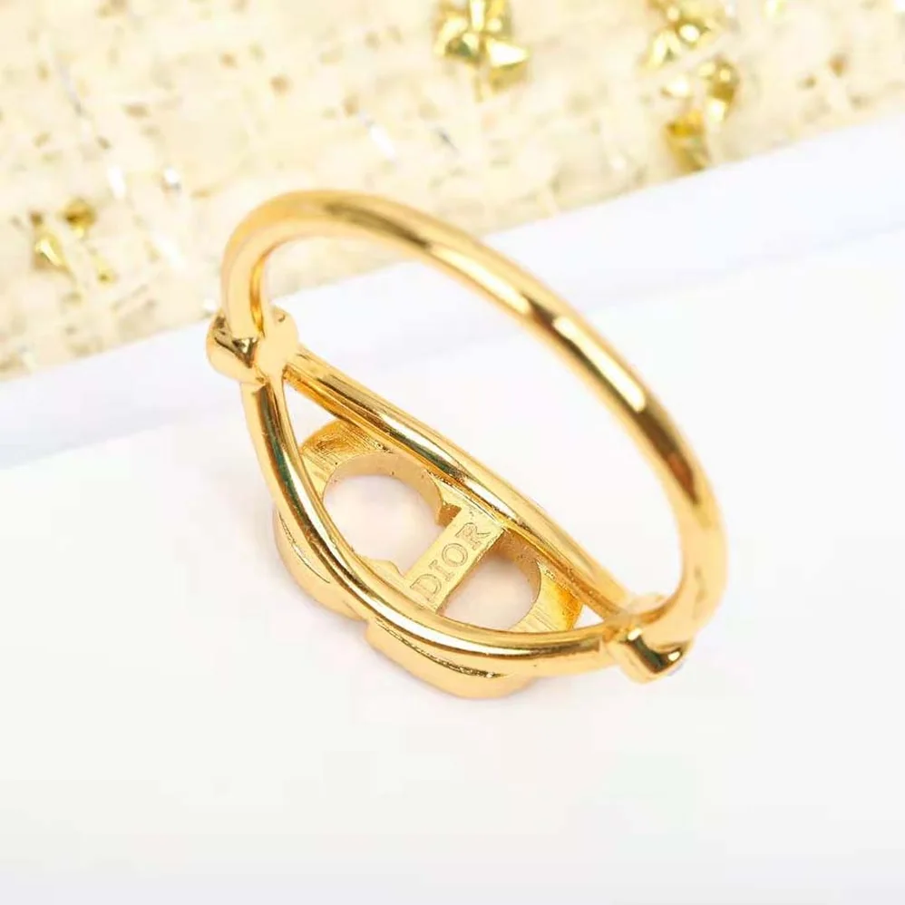 Dior Clair D Lune Ring Gold-Finish Metal and White Crystals for Women