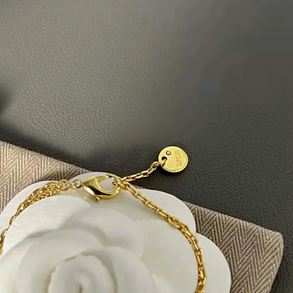 Dior 30 Montaigne Long Necklace Gold-Finish Metal and White Crystals for Women Dior 30 Montaigne Long Necklace Gold-Finish Metal and White Crystals for Women
