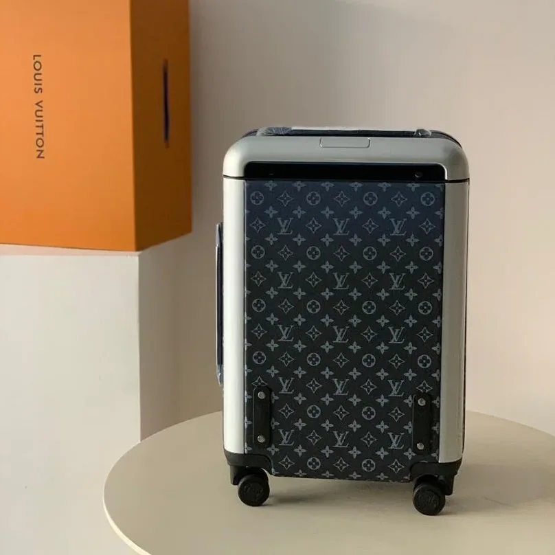 Louis Vuitton Horizon 55 Suitcase in Navy Blue Silver Hardware