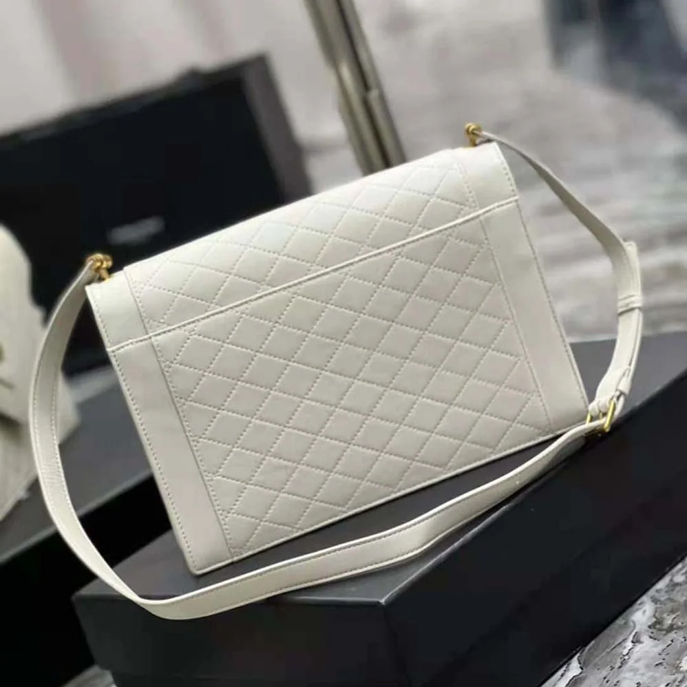 Saint Laurent YSL Gaby Satchel in Quilted Lambskin for Women in White Saint Laurent YSL Gaby Satchel in Quilted Lambskin for Women in White