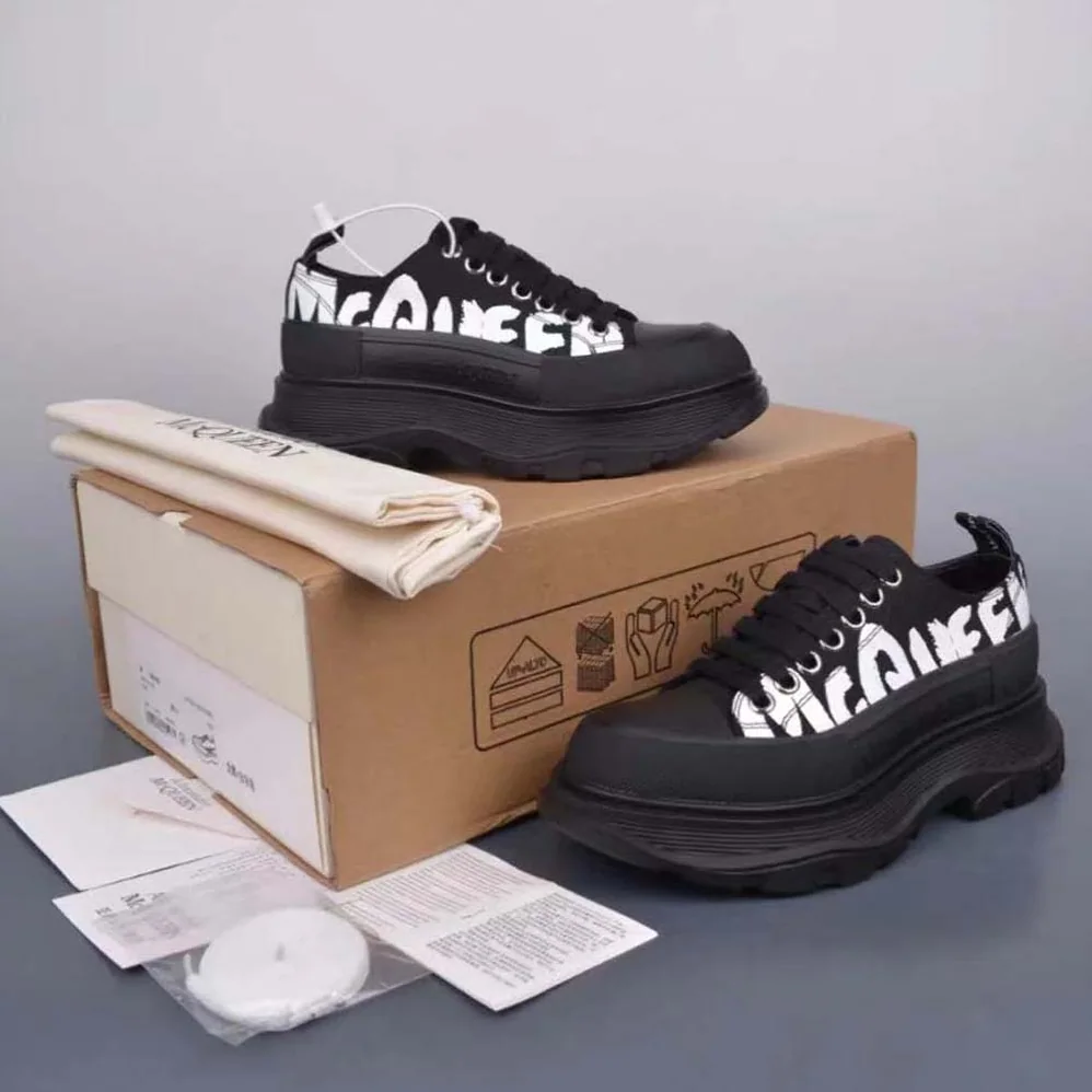Alexander Mcqueen McQueen Graffiti Tread Slick Lace Up in Black for Unisex in white Alexander Mcqueen McQueen Graffiti Tread Slick Lace Up in Black for Unisex in white