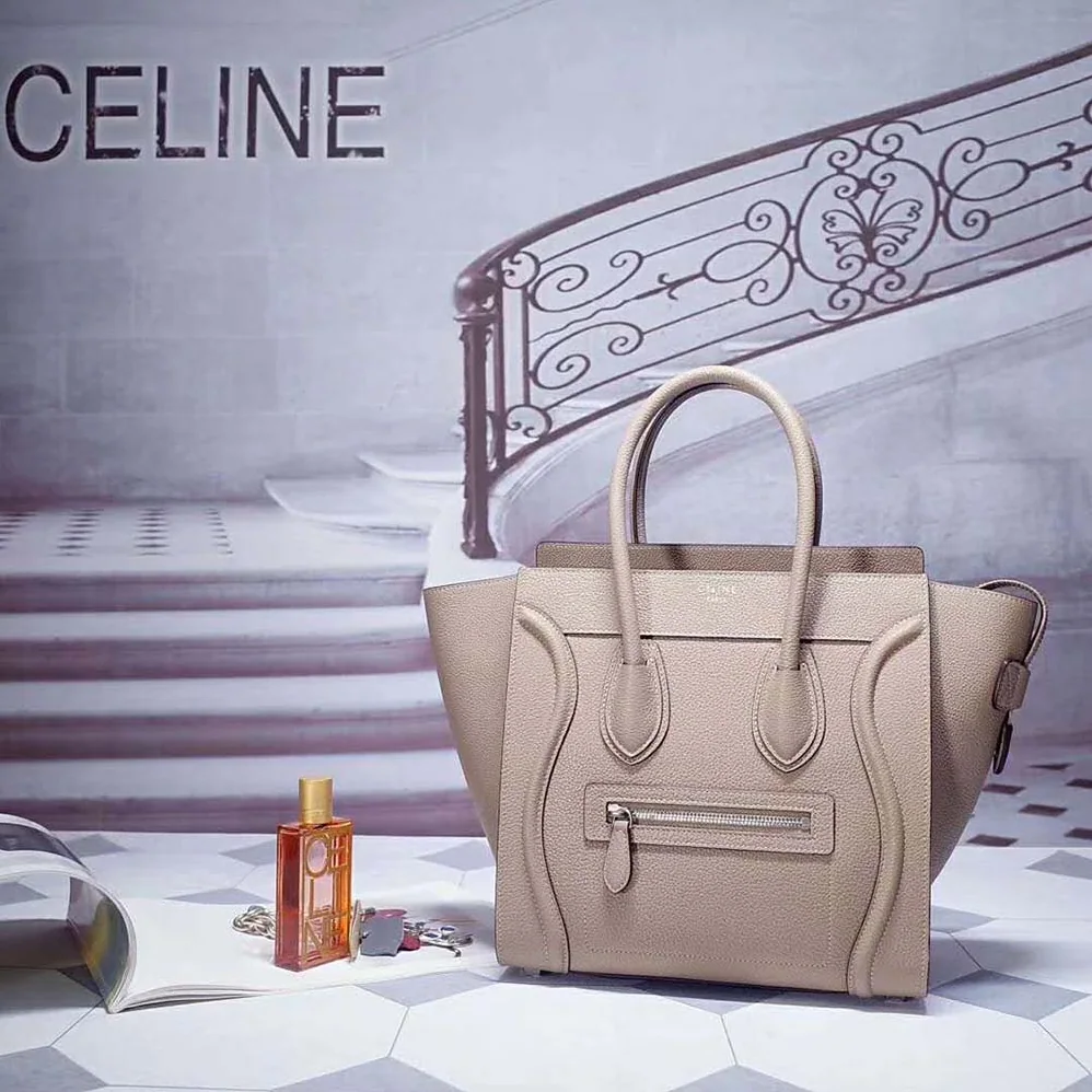 Celine Micro Luggage Handbag in Drummed Calfskin for Women in Sandy Celine Micro Luggage Handbag in Drummed Calfskin for Women in Sandy