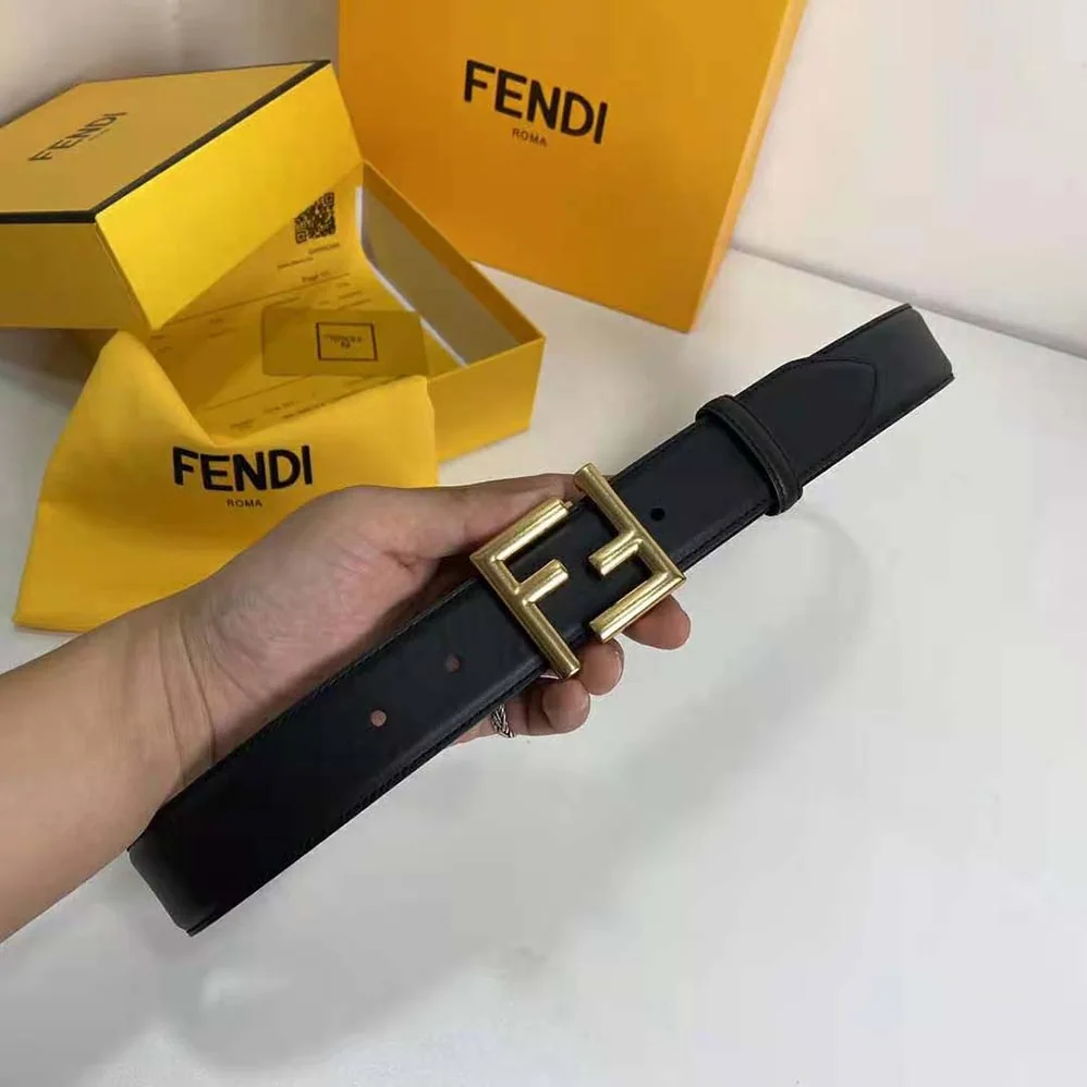 Fendi Belt with Loop and FF Stud Buckle for Women in Black Fendi Belt with Loop and FF Stud Buckle for Women in Black