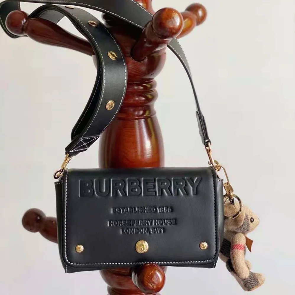 Burberry Small Horseferry Leather Crossbody Bag for Women in Black