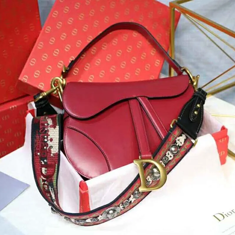 Dior Saddle Bag in Red Calfskin for Women