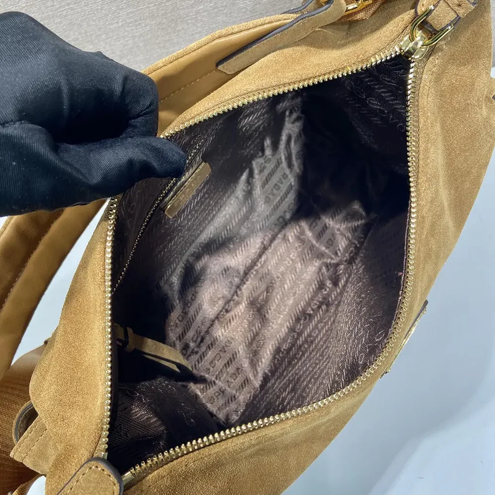 Prada Explore Large Suede Bag for Women in Brown