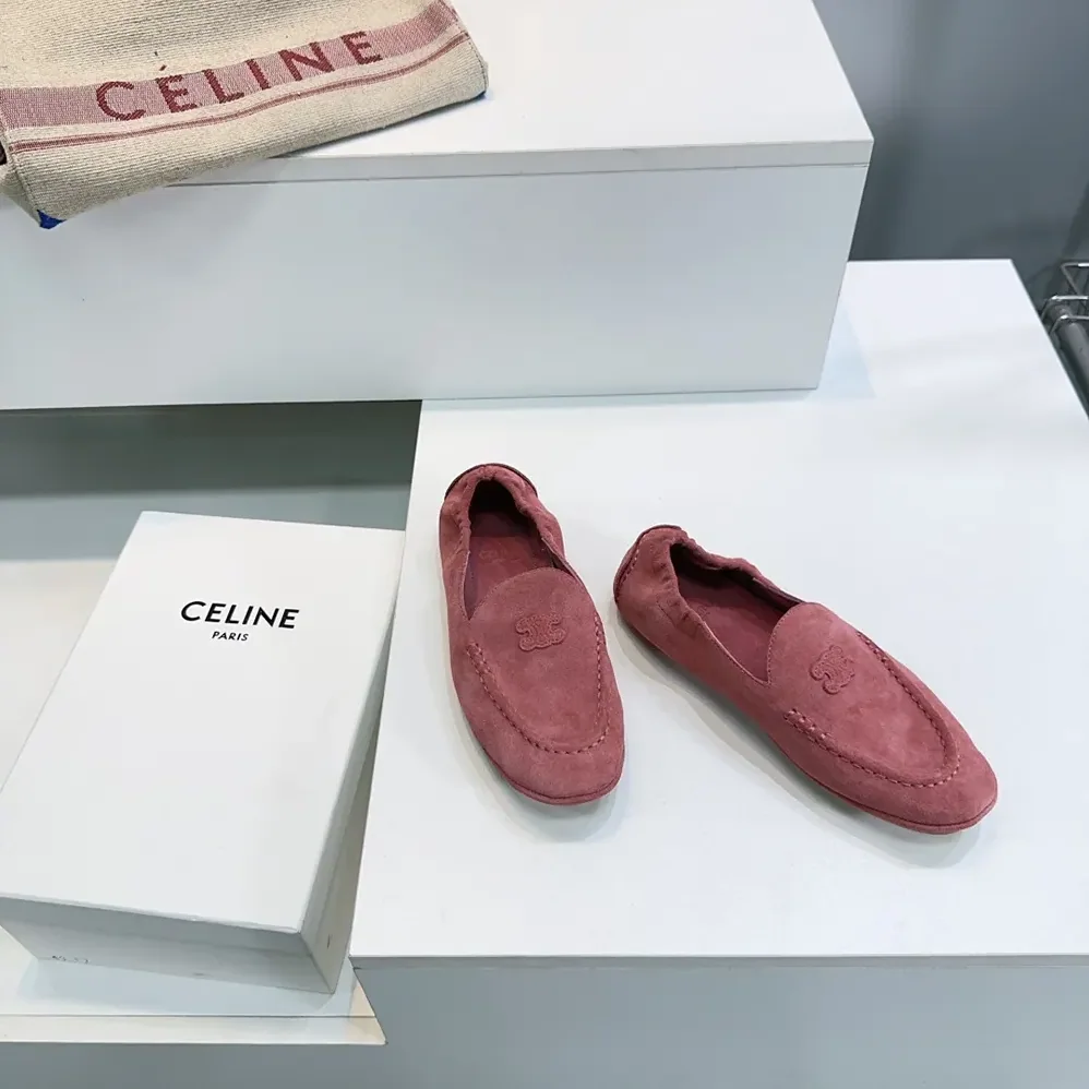 Celine Adam Loafer In Suede Calfskin for Unisex in Pink