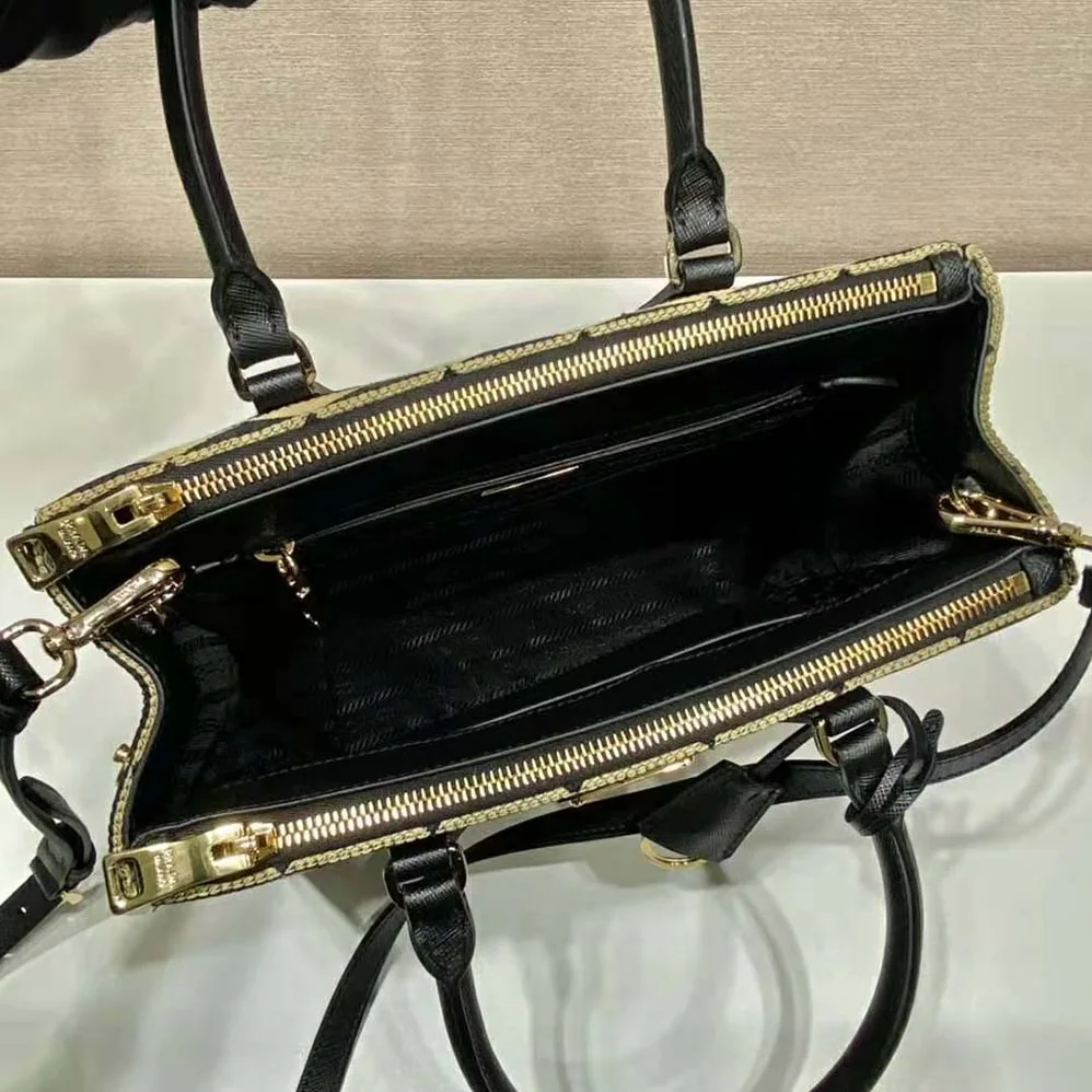 Prada Small Prada Galleria Jacquard Fabric Bag for Women in Brown Prada Small Prada Galleria Jacquard Fabric Bag for Women in Brown