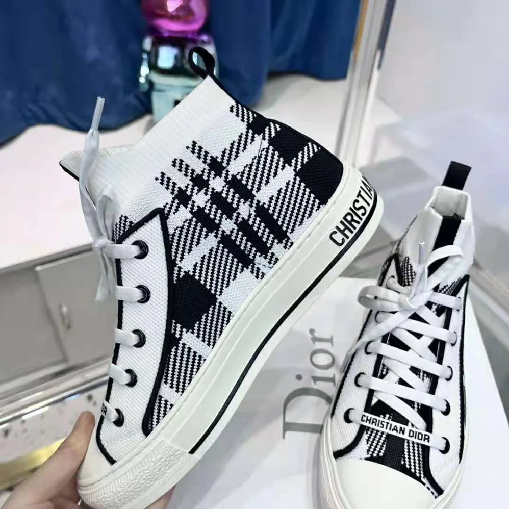 Dior Walk'N'Dior Sneaker Black and White Check'n'Dior Technical Mesh for Women