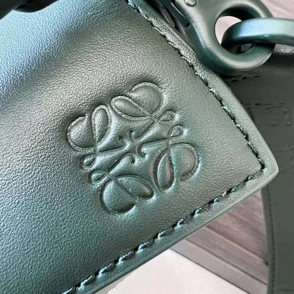 Loewe Mini Puzzle Bag in Satin Calfskin for Women in Green
