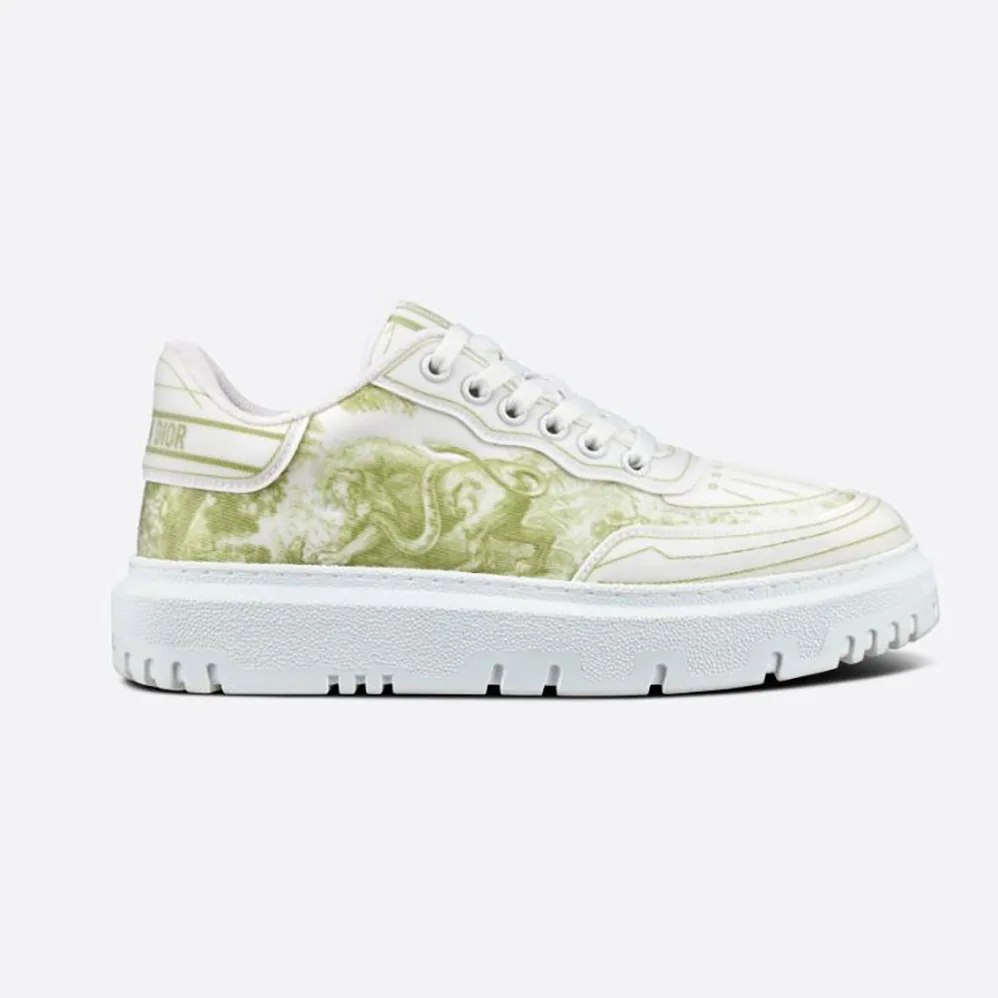 Dior Addict Sneaker Lime Toile de Jouy Technical Fabric for Women