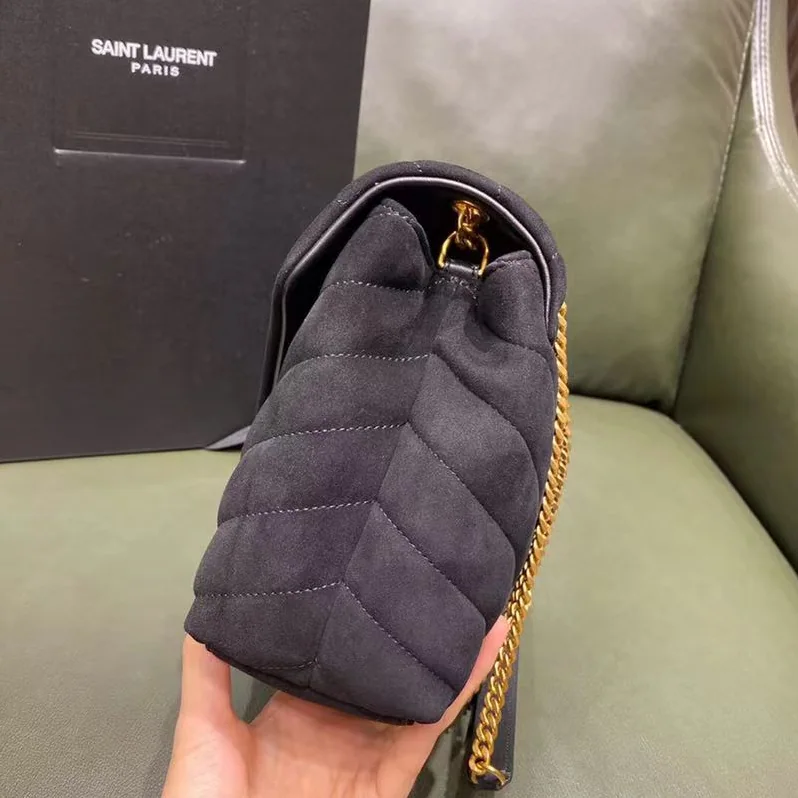 Saint Laurent YSL Loulou Toy Strap Bag Matelassé Y Quilted Suede Smooth Leather Black for Women Saint Laurent YSL Loulou Toy Strap Bag Matelassé Y Quilted Suede Smooth Leather Black for Women