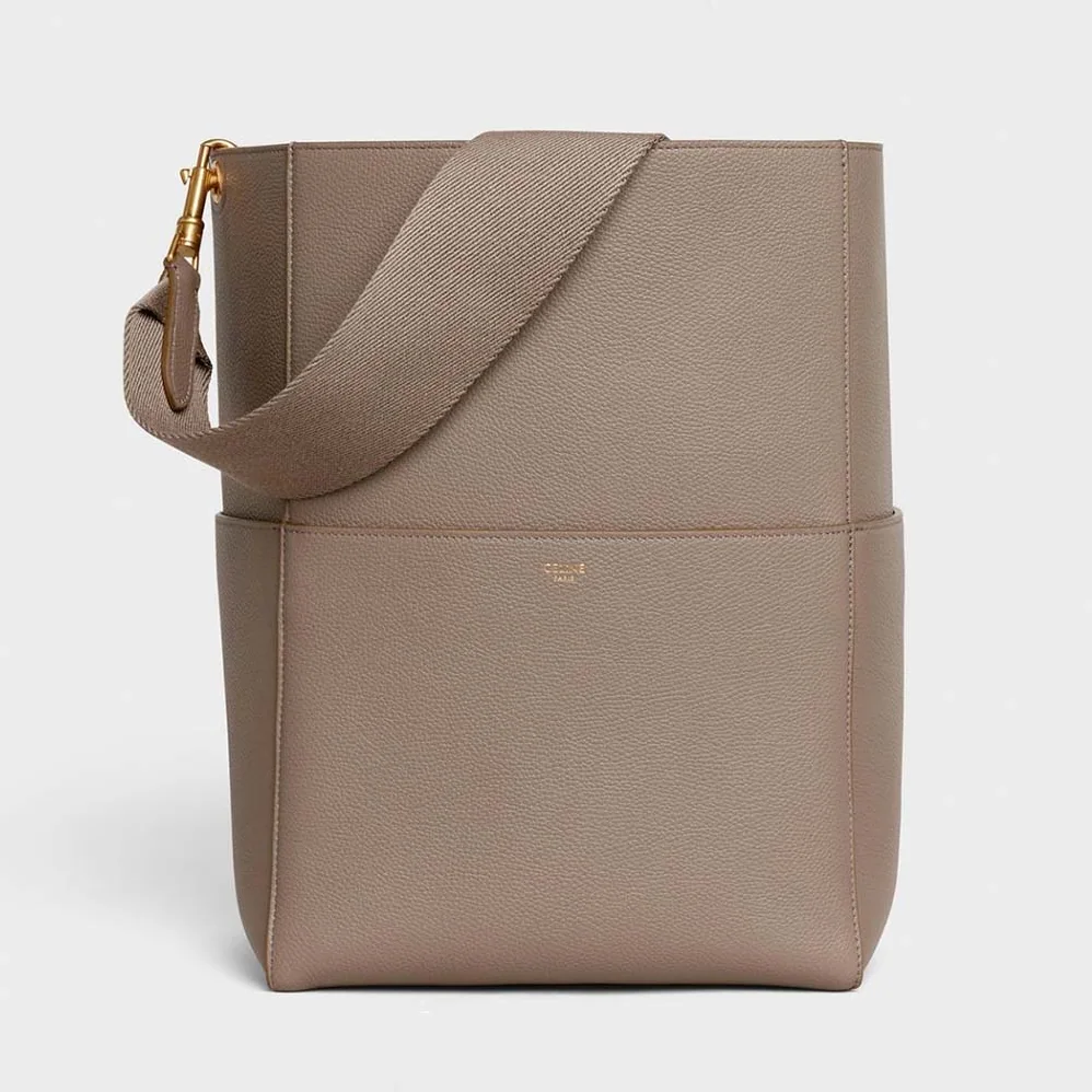 Celine Sangle Bucket Bag in Soft Grained Calfskin for Women in Gray Celine Sangle Bucket Bag in Soft Grained Calfskin for Women in Gray