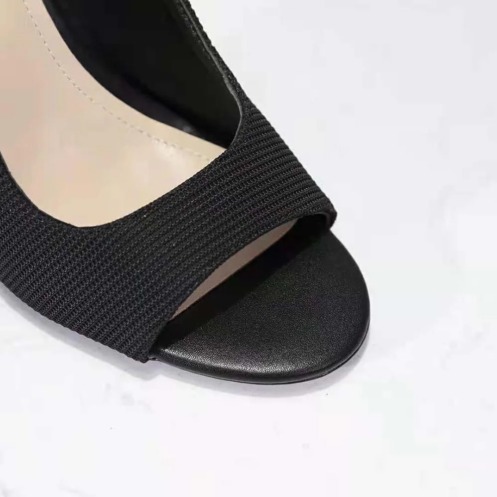 Dior J'adior Heeled Sandal Black Technical Fabric in 8.5cm Heel for Women