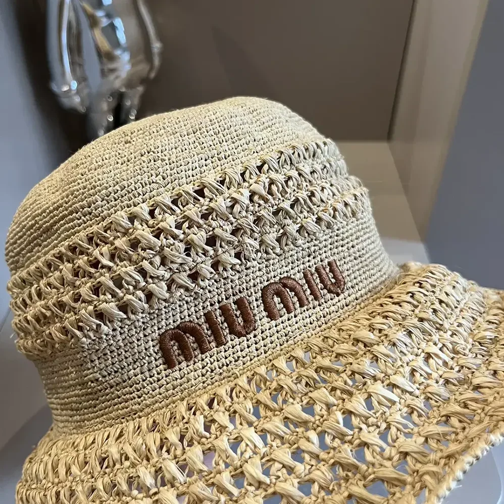 Miu Miu Woven Fabric Hat-Beige 5HC287_2DO1_F0A5T for Women Miu Miu Woven Fabric Hat-Beige 5HC287_2DO1_F0A5T for Women