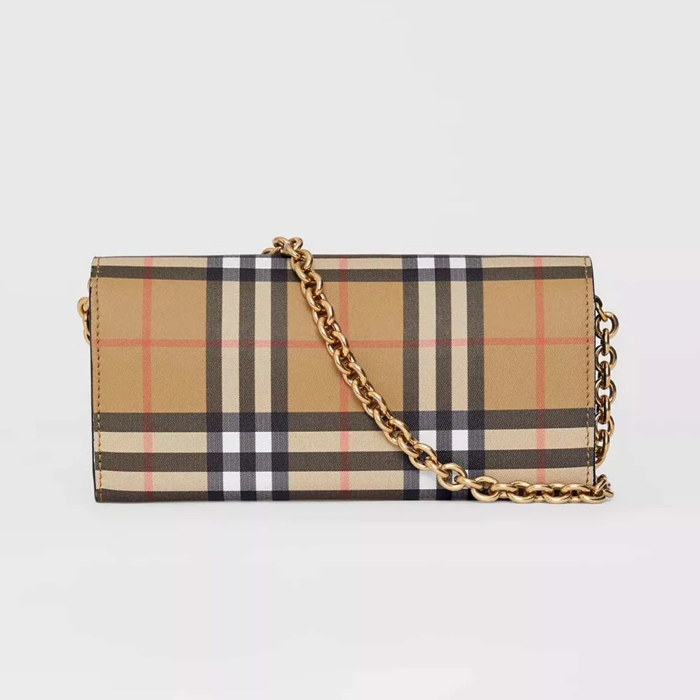 Burberry Vintage Check and Leather Wallet with Chain for Women Burberry Vintage Check and Leather Wallet with Chain for Women