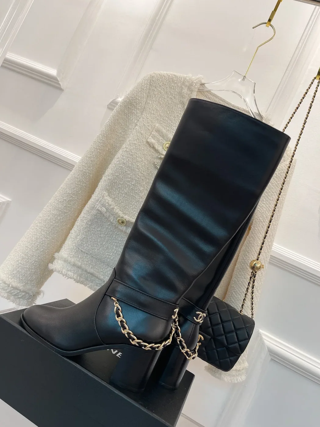 Chanel High Boots With Chain Black / Chanel High Boots With Chain Black /