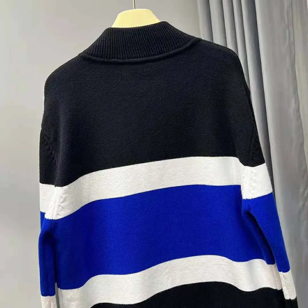 Burberry Logo Graphic Striped Wool Blend Bomber Jacket for Women