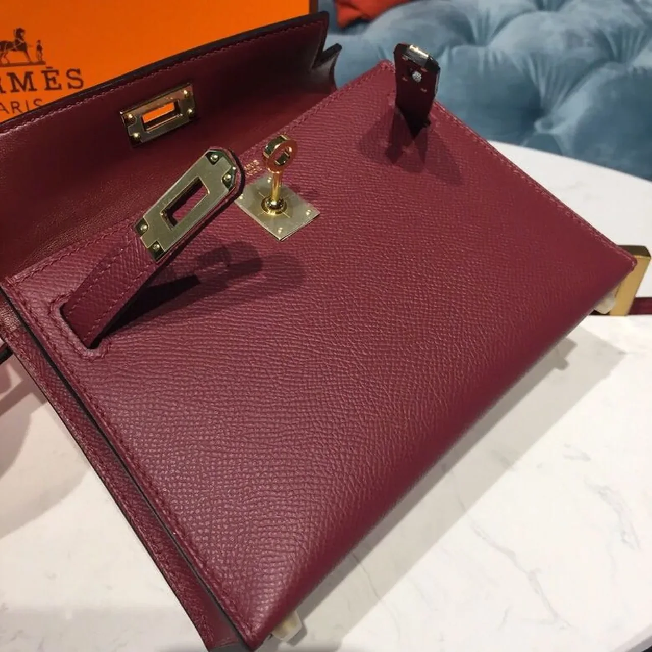 Hermes Mini Kelly Burgundy Gold Toned Hardware / Hermes Mini Kelly Burgundy Gold Toned Hardware /