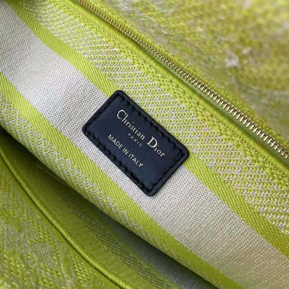 Dior Medium Lady D-lite Bag Lime Toile de Jouy Reverse Embroidery for Women